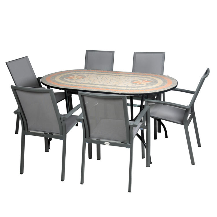 La Concha Natural Moisaic Table + 6 Matorral Chairs