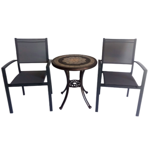 Mesa Canarias Arena Aluminio Bronce 60 (18)+ 2 Sillas Canarias