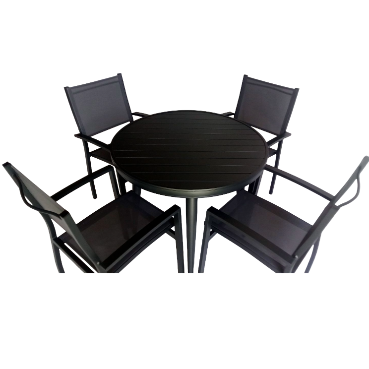 Canarias Round Aluminium Table 90  +  4 Canarias Aluminium Chairs