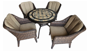 Canarias Table Marino Copper (08) + 4 Biosfera Chairs Brown