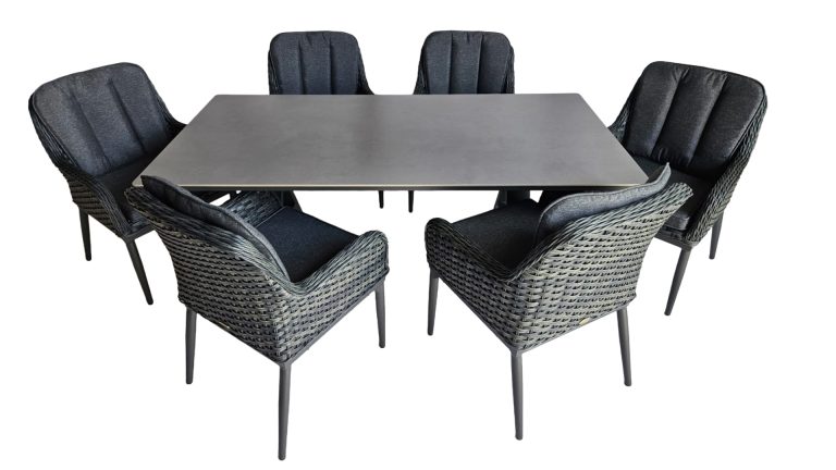 Zentrum Grey Sintered Stone Table  + 6 Grey Duna Chairs
