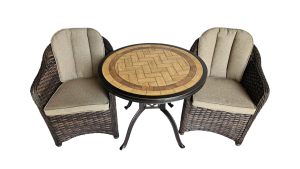Mesa Canarias  Arena Bronce (13)+ 2 sillones Coloradas Flat Marrón