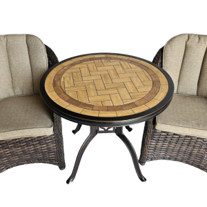 Mesa Canarias  Arena Bronce (13)+ 2 sillones Coloradas Flat Marrón