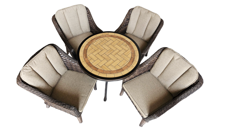 Canarias Table Arena Copper (13)+ 4 Biosfera Chairs Brown