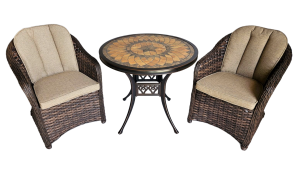 Mesa Canarias Terracota Bronce (14) + 2 sillones coloradas Flat Marrón