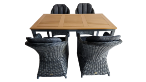 Mesa Family Polywood Gris Oscuro  +4 sillas Colorada Gris Flat