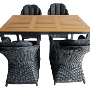Mesa Family Polywood Gris Oscuro  +4 sillas Colorada Gris Flat
