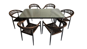 Family Table Teslin Coffee Brown+ 6 Brown Verano Chairs