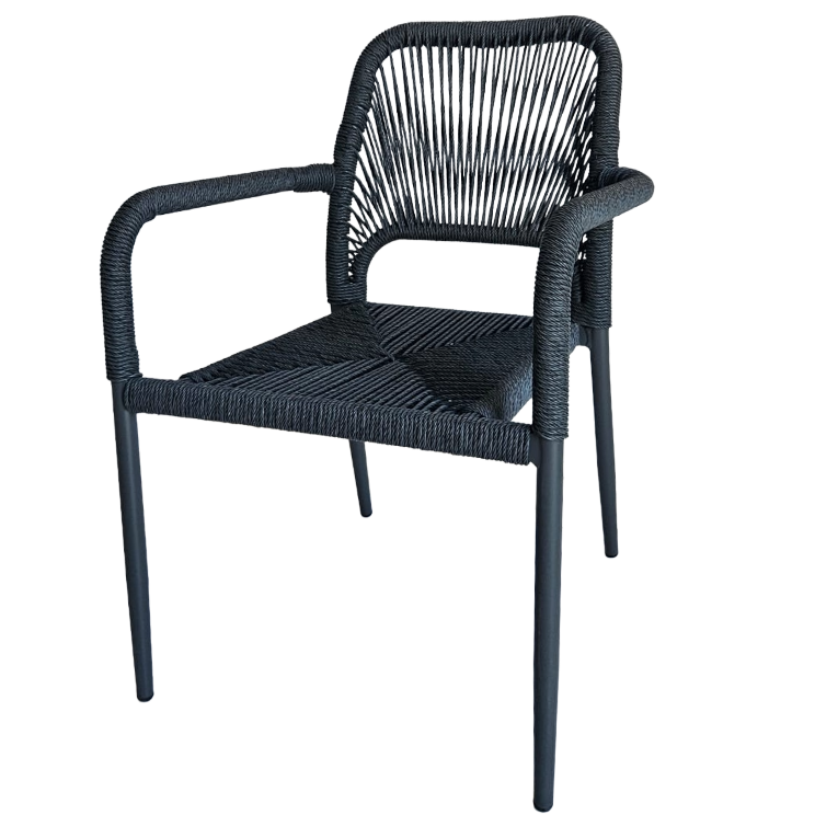 Family Table Teslin Dark grey  + 6 Dark Grey Relax Chairs